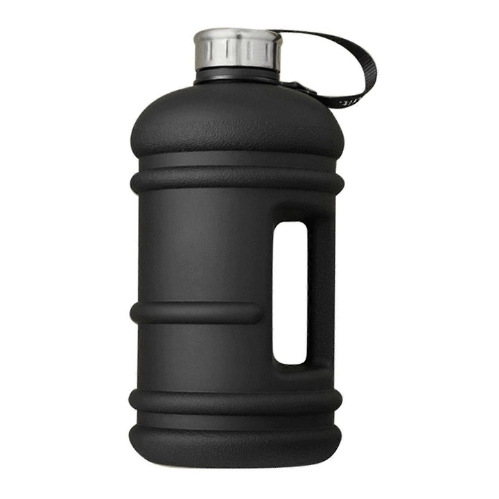 Fitness kulacs 2.2L fekete műanyag hordozható 26x13x13cm