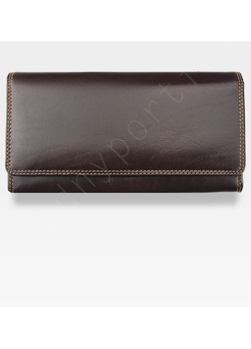 Portofel dama VISCONTI MONZA MZ10, piele naturala, Protectie RFID, model orizontal, Maro, 18, 5 x 10 x 3 cm