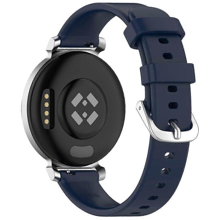 Szilikon óraszíj, vízálló, puha, állítható, több lyukkal, Garmin Lily 2 kompatibilis, Sötétkék, 14mm