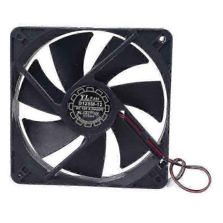 Ventilator de racire / cooling fan D12SH-12 120x120x25 mm, 12V DC, 2000 RPM, 76,5 CFM, 0,30 A, 19 dB, conector 2 fire, Negru, 1 buc