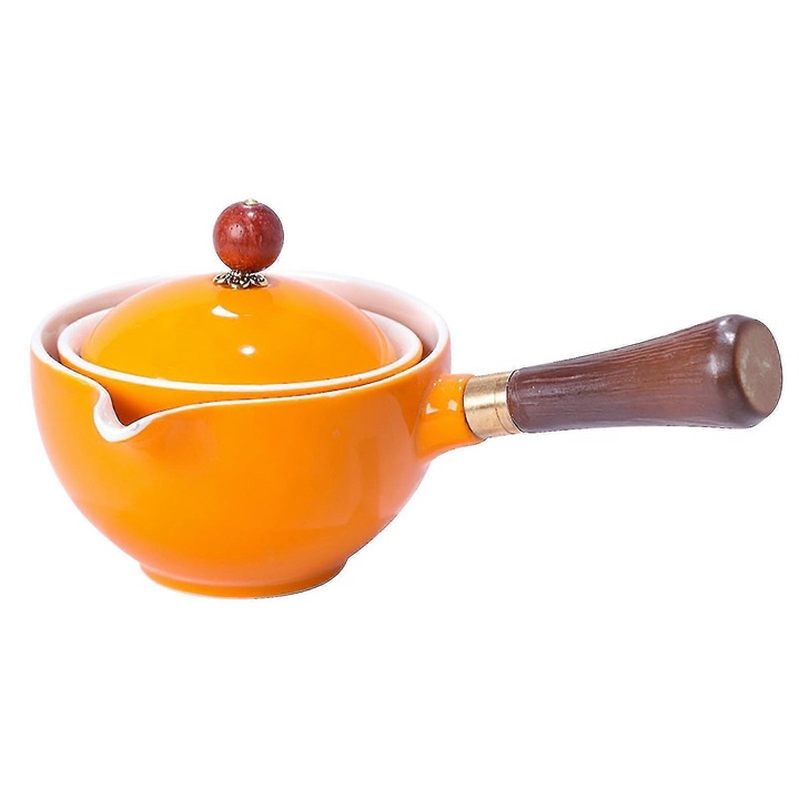 Félautomata Kung Fu teáskészlet 360°-ban forgatható, kerámia, 17.5x8.8cm