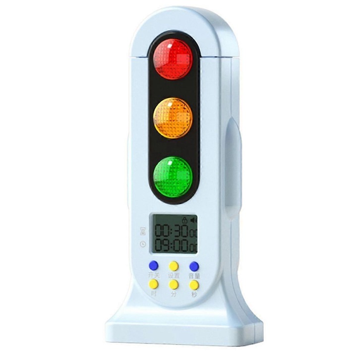 Таймер (timer) визуален интелигентен светофар, с цифров LCD дисплей, със звукови сигнали, син, 1 бр.