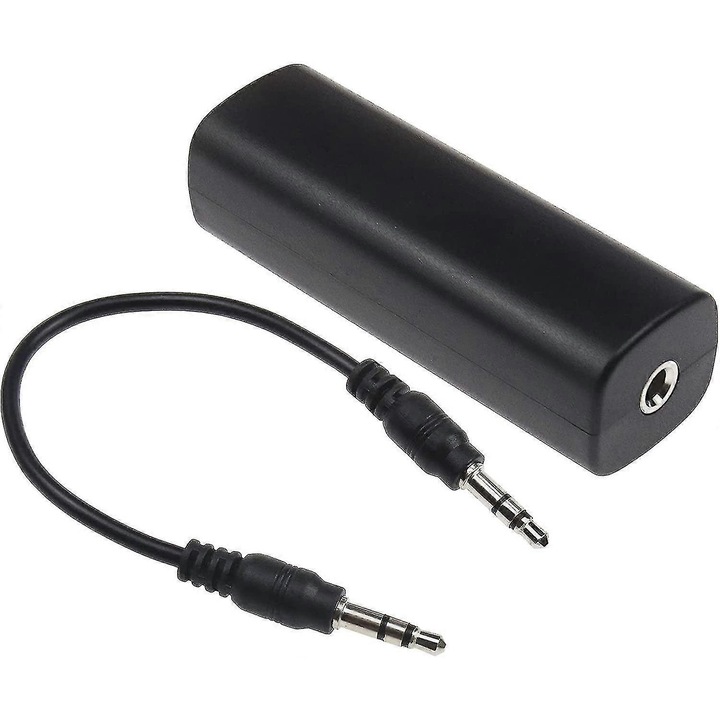 Földhurok zajszűrő, 3.5mm, fekete, univerzális, kábellel