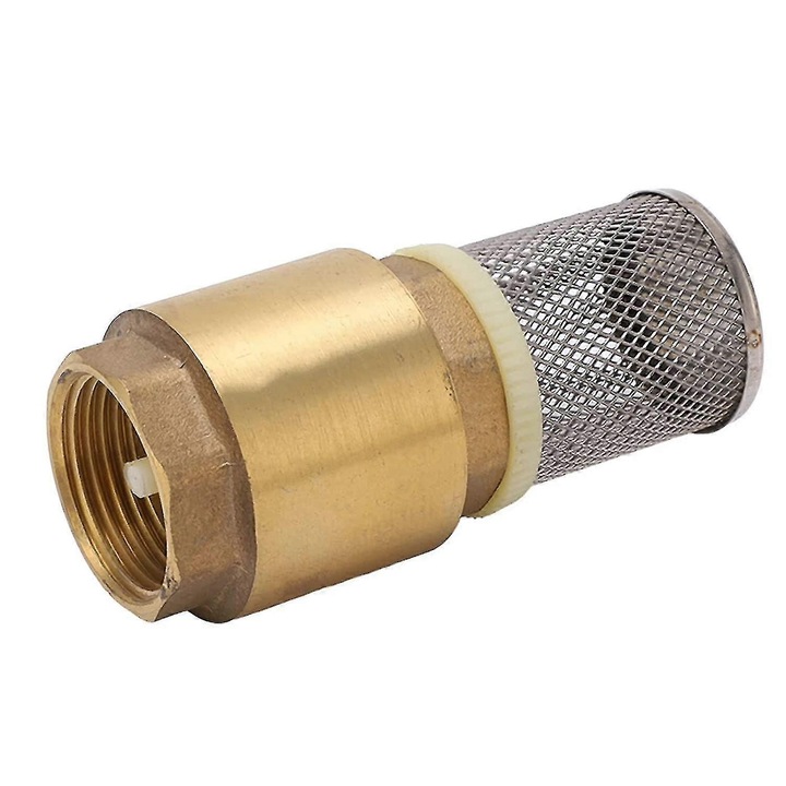 Visszacsapó szelep (egyirányú szelep) sárgarézből, szűrővel, korrózióálló, vízhez/olajhoz/nem korrozív gázokhoz, arany, 1 db
