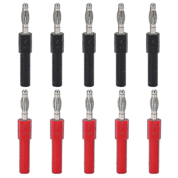 5 darabos készlet, J.20012 banándugó adapter, 4 mm-es apa 2 mm-es anya, PA és sárgaréz, 30 Vac / 60 Vdc, max. 10 A, Többszínű
