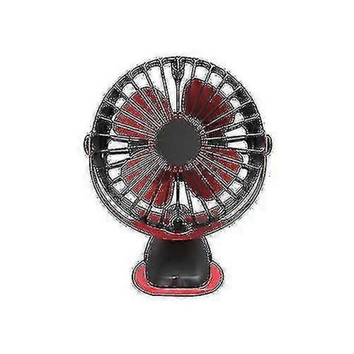 Ventilátor mini újratölthető csíptetős USB, 360°-ban állítható, 3 sebességfokozat, Fekete, 1 db