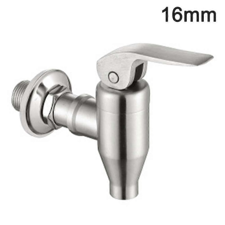 Rozsdamentes acél csap boroshordóhoz, 16mm, ezüst színű szett