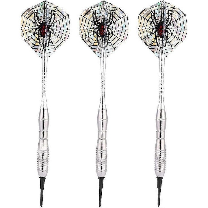 3 darabos készlet, Darts nyilak acélheggyel, barázdált markolattal, 3.5 cm, Ezüst/Fekete