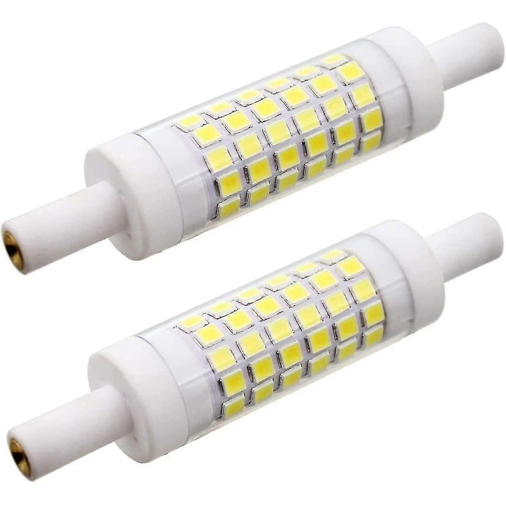 Комплект 2 броя, LED крушка R7s 15x78 мм, 5W, 480 lm, Студено бяла 6000K, 220V