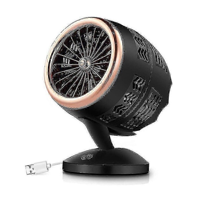 Ventilator incalzitor USB 350W, termostat integrat, portabil, material ABS, Negru, 18.5x15x14.2 cm, 1 buc