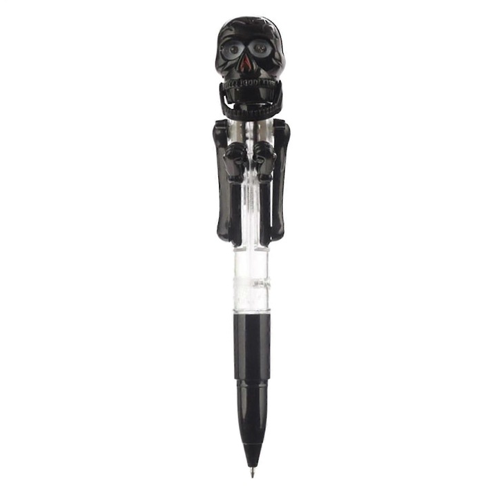 Többfunkciós csontváz design toll, ABS, fekete, 14cm