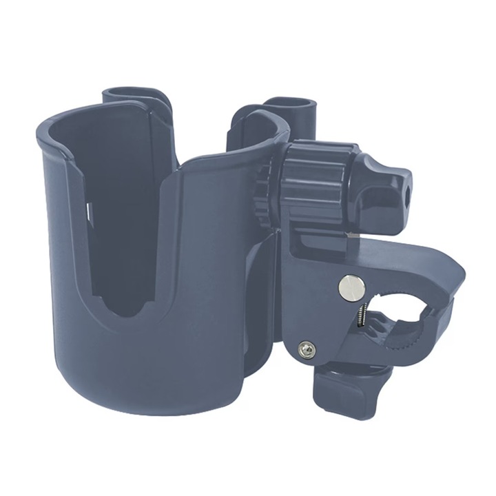 Suport pahar si suport telefon universal pentru cadru de mers, scaun cu roti, rollator si scuter de mobilitate, cu clema universala 1.5 in, rotire 360°, negru, 1 buc