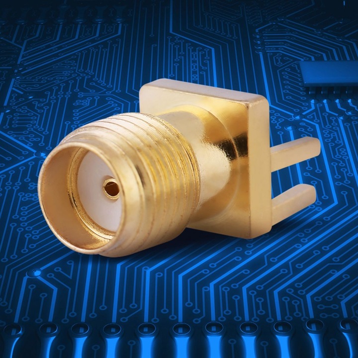 Set 10 x Conector/mufa RF SMA mama pentru PCB, 50 Ohm, alama cu ...