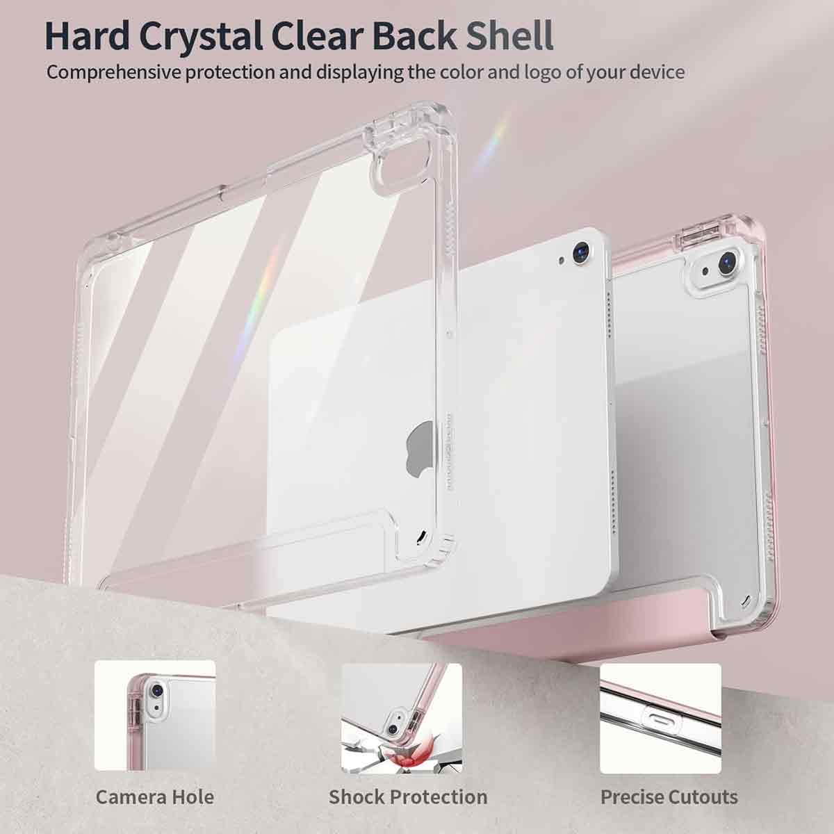 Husa/Carcasa compatibila iPad 10.9 inch, a 10-a generatie (2022), spate din PC translucid, slim 0.8 mm, ultra-usoara 48 g, margini intarite si decupaje precise, Cristalin