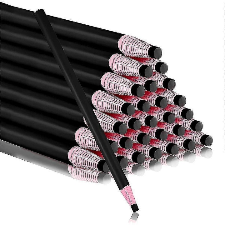 Creioane grase pentru marcat/grease pencils, miez din ceara si invelis de hartie, fara ascutire, cu sistem de tragere a hartiei, negru, 36 bucati