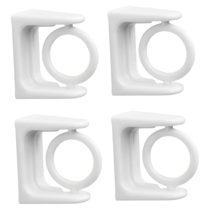 Set 4 suporturi universale pentru draperii, alb, 6x4x3cm