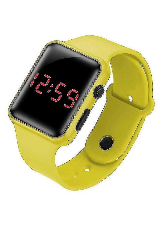 Gyermek óra, digitális, 1.3 hüvelykes kijelző, sárga, szilikon szíj, 30mm