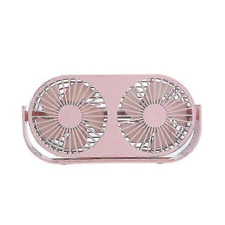 Hordozható kettős USB ventilátor, mini ventilátor, 360°-ban állítható, aromaterápiával és 3 sebességfokozattal, Rózsaszín, 1 db.
