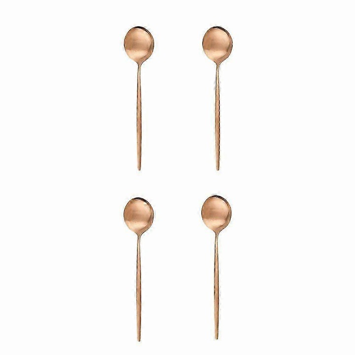 4 darabos készlet, teáskanál/kávéskanál, 304-es rozsdamentes acél (18/10), keveréshez, rózsaarany, 13 mm, 10 g