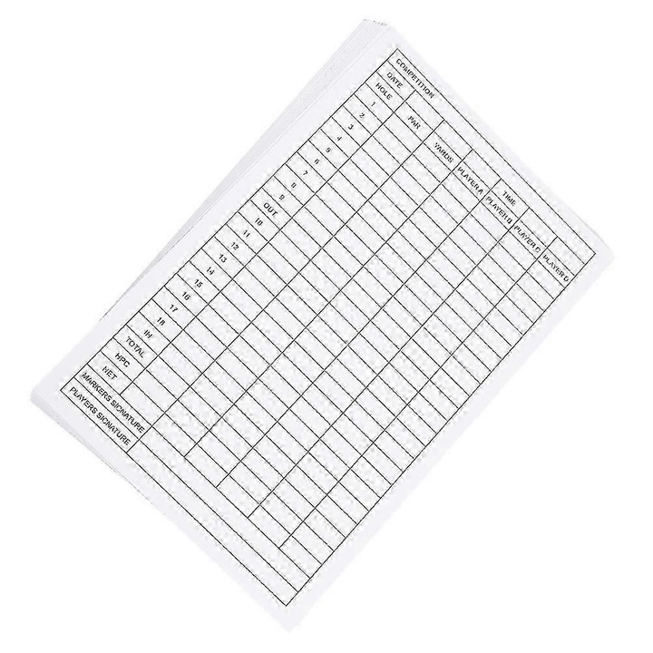 40 darabos golf pontozólap készlet, laminált papír, fehér, 15.2x9.8x0.1cm