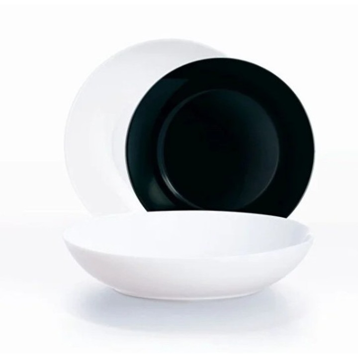 Luminarc Apy 223 étkészlet, 18 db-os, 6 személyes, Fekete/Fehér