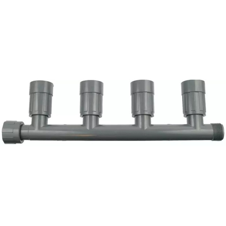 Distribuitor irigatii telescopic pentru 4 electrovalve, din pvc, compatibil Rain Bird, gri, 1 buc