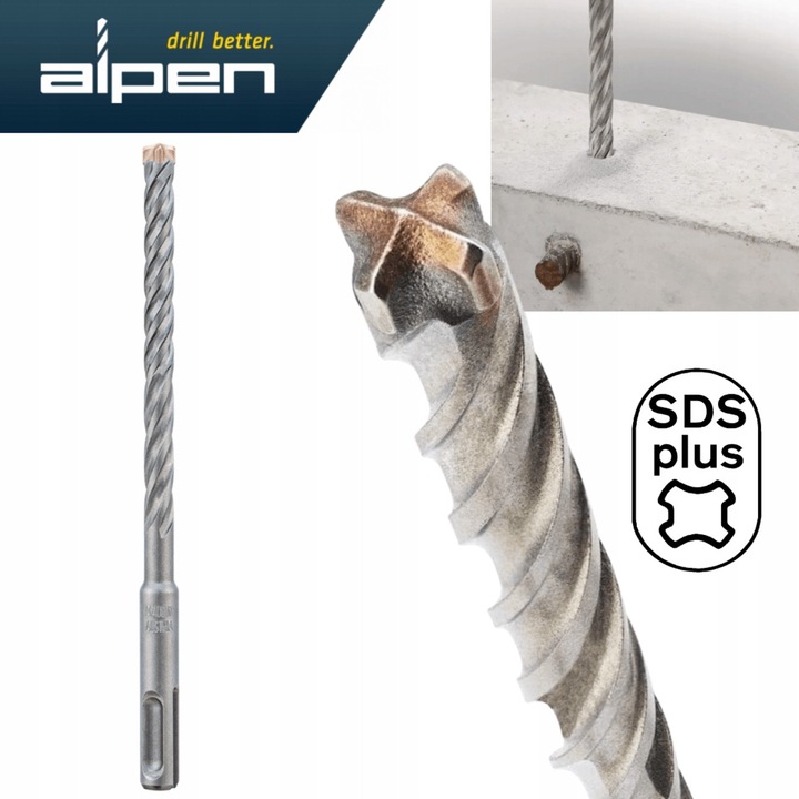 Burghiu Alpen Force X SDS+ pentru beton armat, fi 6,5 mm x 260 mm, varf din carbura, argintiu, 1 buc.