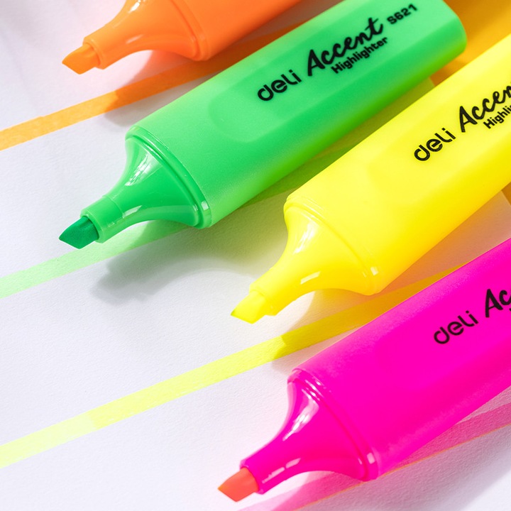 Set Marker Textmarker Deli, 4 bucăți, 1x5 mm, multicolor