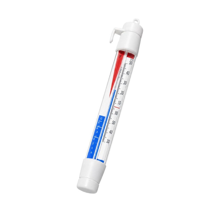 FONIX ThermoGuard Többfunkciós Kerozin Hőmérő, Hűtőszekrényhez, Fagyasztóhoz és Medencéhez, Kettős Celsius/Fahrenheit Mérési Skála, Lebegő Kialakítás Akasztóhoroggal, Műanyag, 20cm, Fehér
