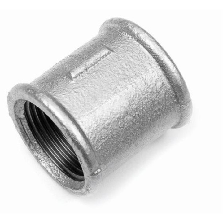 Mufa DIAMOND DN65 / 2 1/2\", din fonta maleabila, zincata anticoroziv, presiune de lucru pana la 25 bar, argintiu, 74 mm
