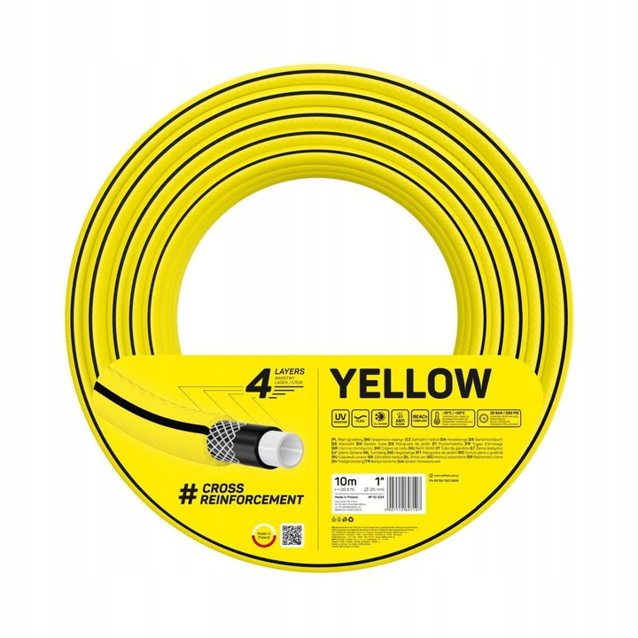 Cellfast Yellow kerti tömlő 1" 4 rétegű sárga 10m