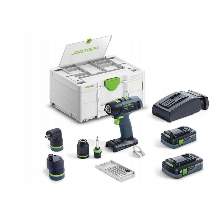 Masina de gaurit si insurubat Festool T 18+3 HPC 4,0 I-Set, 18V, 4Ah, albastru, 6,6kg