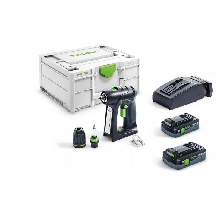 Bormasina cu acumulator Festool C18 Li 5,2, 18V, 2 viteze, 1,5-13mm, 1,8kg