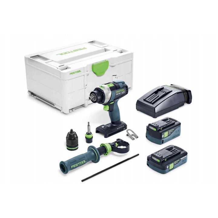 Bormasina cu impact Festool QUADRIVE TPC 18/4, 4 viteze, 18V, 4-5Ah, 1.3kg