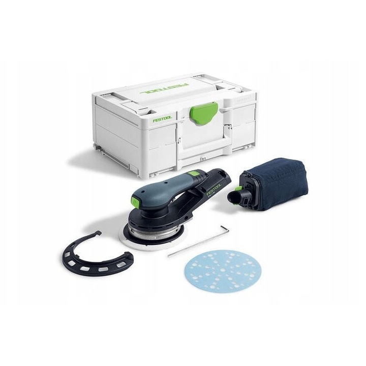 Festool ETSC 2 150-Basic excentercsiszoló, orbitális csiszoló, LED gyűrűvel, 18 V 4,0 Ah akkumulátorral, O150 mm Multi-Jetstream csiszolótányérral, fekete/zöld, 1 darab