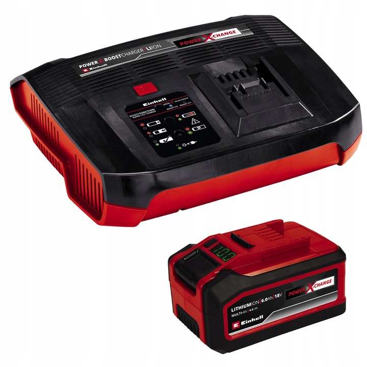 Set acumulator 18V 4-6Ah Einhell Power X-Change, incarcator 6A, negru