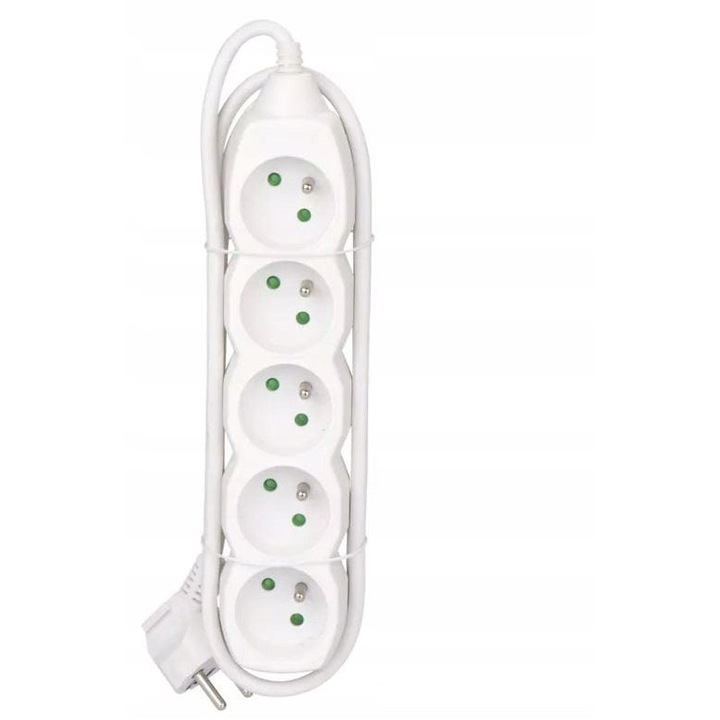 Emos P0510 elektromos hosszabbító, 5 aljzat (2P+PE), H05VV-F 1 mm² kábel, 10 m, fehér