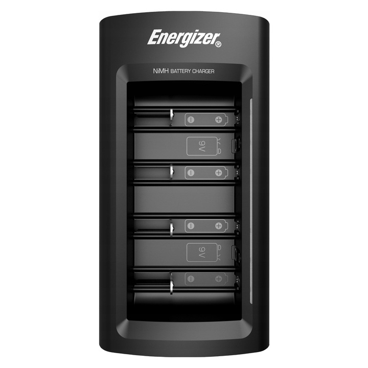 Incarcator Energizer E301335800 universal, pentru acumulatori NiMH AA/AAA/C/D/9V, incarcare rapida 3–5h si oprire automata, Negru
