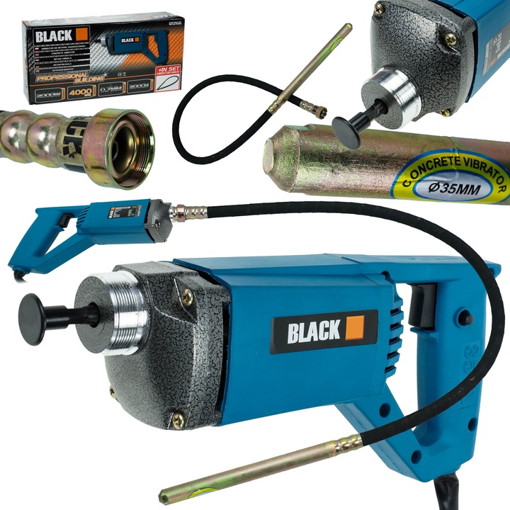 Betonvibrátor Black, kompaktáló, 2000W, 2 m-es rúd O35 mm, 4000 ford./perc, kék, 1 db