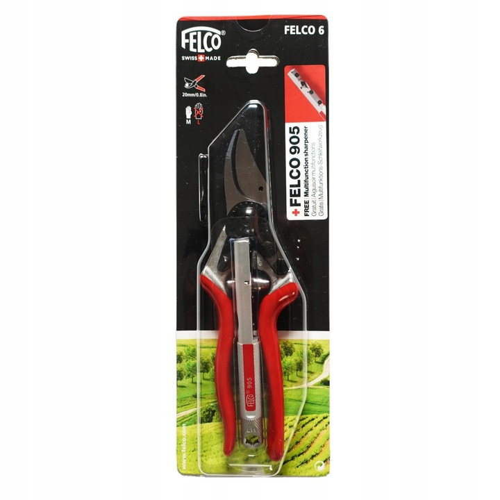 Felco kerti metszőolló, Felco 6 + Felco 905 2 darabos készlet, bypass, 20 mm vágási átmérő, Piros