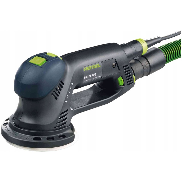 Festool ROTEX RO 125 FEQ-Plus excentercsiszoló/orbitális csiszoló, FastFix O125 mm-es tárcsával, Jetstream 9-lyukú, MMC (Multi-Material-Control), fekete/zöld, 1,90 kg