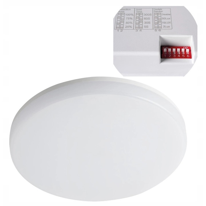 LED плафон Kanlux VARSO 26984, с регулируем сензор за движение, 24W 2280 lm 4000K, бял, O32,7 см