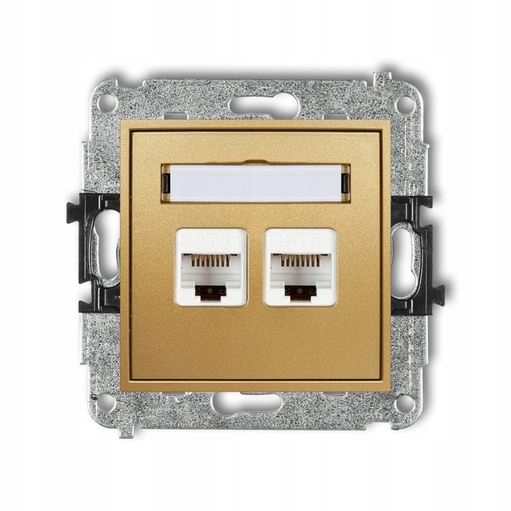 Двоен контакт Karlik Mini 29MGK-2 RJ45 5e златен 80x80x6.3mm