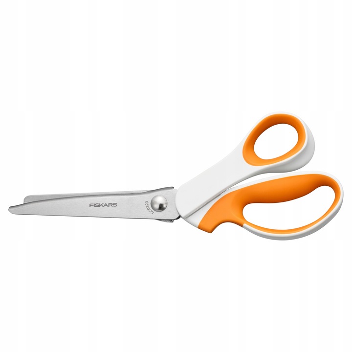 Ножица зиг-заг Fiskars ZYGZAK 1070024, шивашки ножици, остриета от неръждаема стомана, ергономична дръжка SoftGrip, бял/оранжев, 24 см