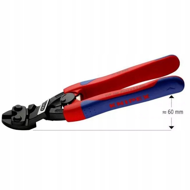 Клещи резачки Knipex 71 42 200 CoBolt, клещи за рязане на тел, многокомпонентна дръжка, капацитет на рязане до 5,2 мм, червено/синьо, 1 бр