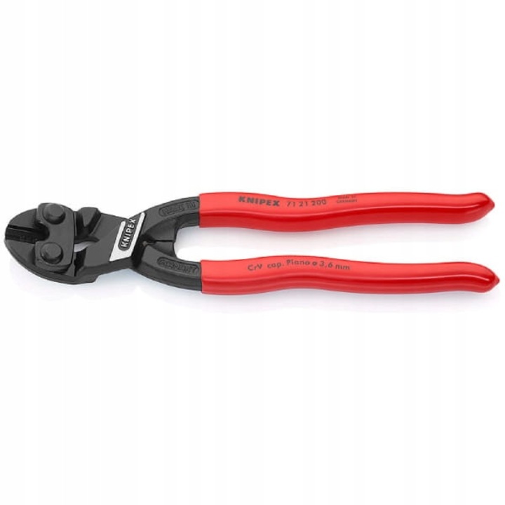 Ъглови клещи резачки Knipex 71 21 200 CoBolt, закалени остриета 64 HRC, мултиплициращ лостов механизъм за лесно рязане, капацитет на рязане 5,2 мм, черен/червен, 200 мм