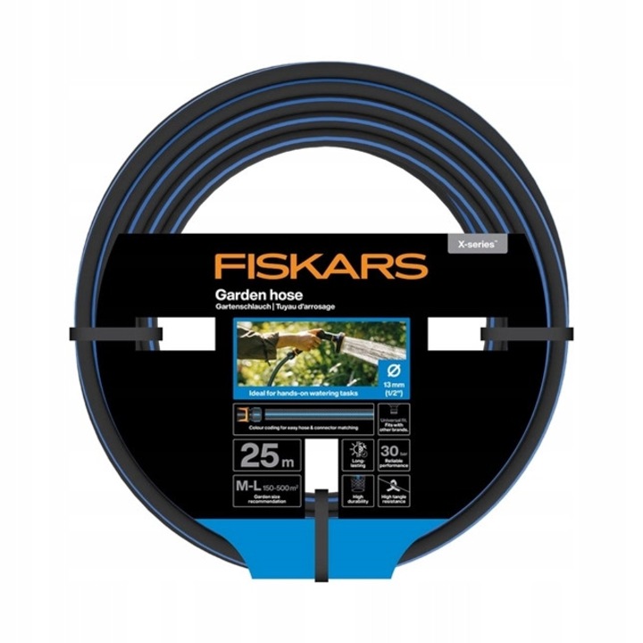 Fiskars X-Series kerti tömlő 13mm 25m fekete-kék