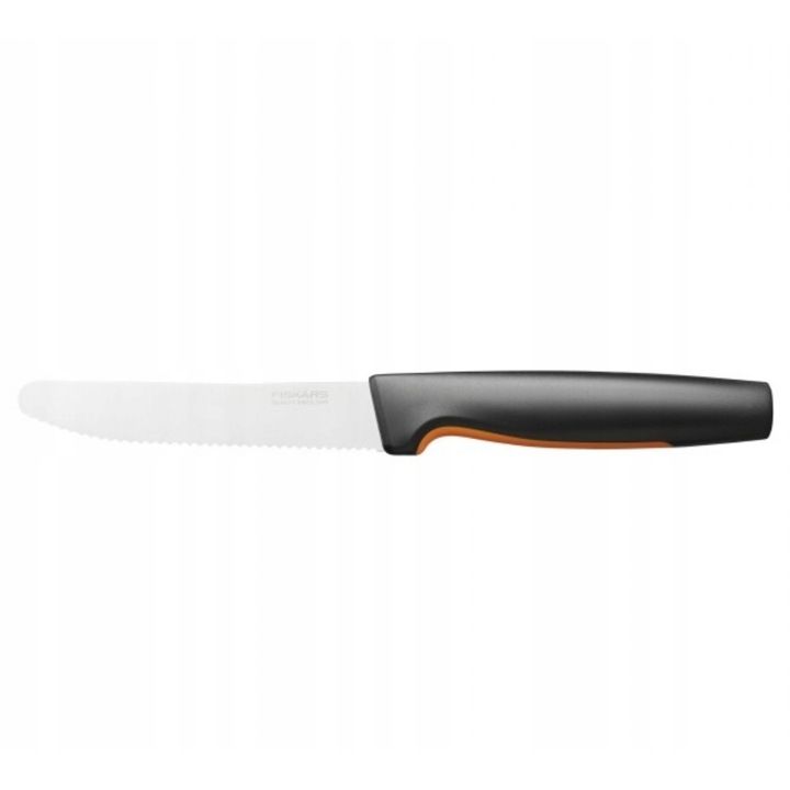 Fiskars Functional Form paradicsom/zöldség kés, japán rozsdamentes acél fogazott penge, ergonomikus softgrip markolat, fekete/narancs, 1 db, pengehossz 113 mm