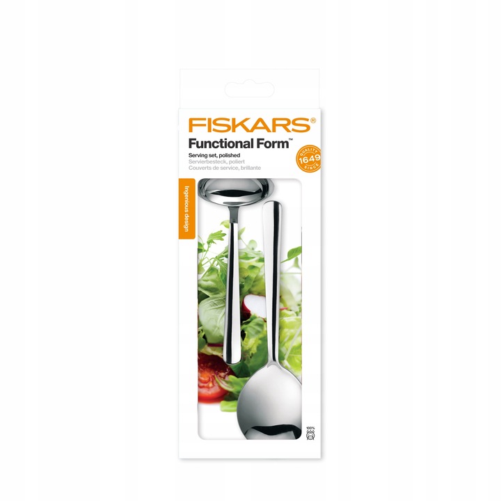 Fiskars Functional Form tálalókészlet, rozsdamentes acél, fényes felület, ezüst, 2 darab