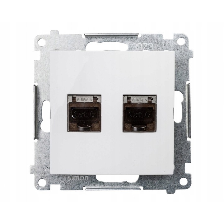 Priza dubla RJ45 cat.6 Kontakt-Simon Simon 54 alb 2xRJ45